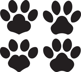 Fototapeta premium Paw Print Silhouette Set Animal Tracks, vector illustration