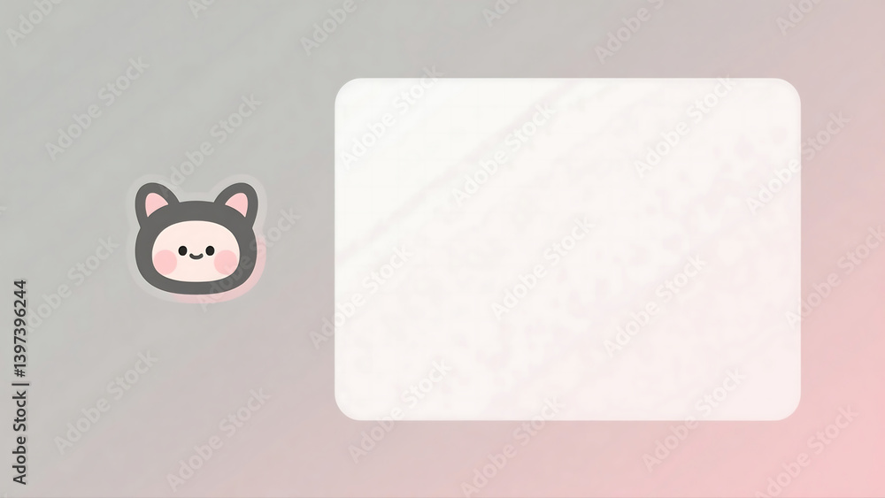Poster abstract cartoon character in minimalist background with soft pastel gradient colors, modern vector 