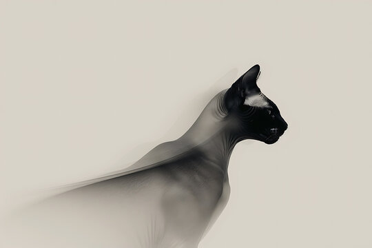luxury pet brand, picture a logo fusing pradas grace with the unique silhouette of a cornish rex cat