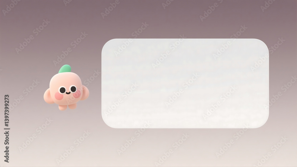 Poster abstract cartoon character in minimalist background with soft pastel gradient colors, modern vector 