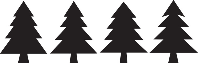 Simple Christmas Tree Silhouette Collection, vector illustration