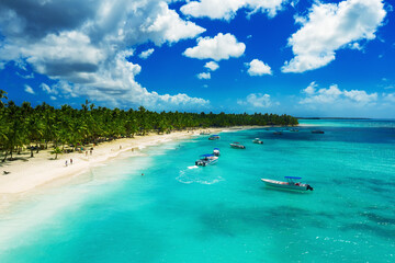 Tropical Caribbean beach from above, Dominican Republic