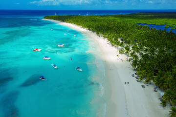 Tropical Caribbean beach from above, Dominican Republic