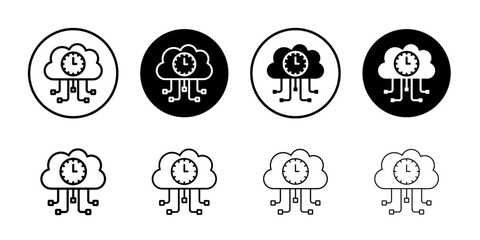 High server uptime icon Black and white outline vector