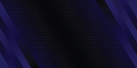Obraz premium dark blue and black abstract wide horizontal background with hexagon carbon.