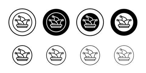 Jester hat icon Black and white outline vector