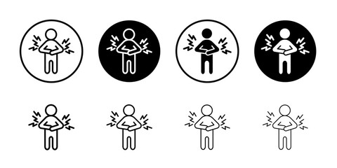 Muscle pain icon Black and white outline vector