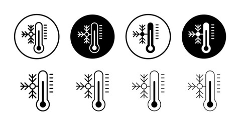 Thermometer cold icon Black and white outline vector