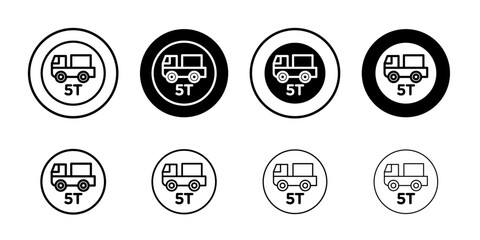 Weight limit traffic sign Black and white outline vector