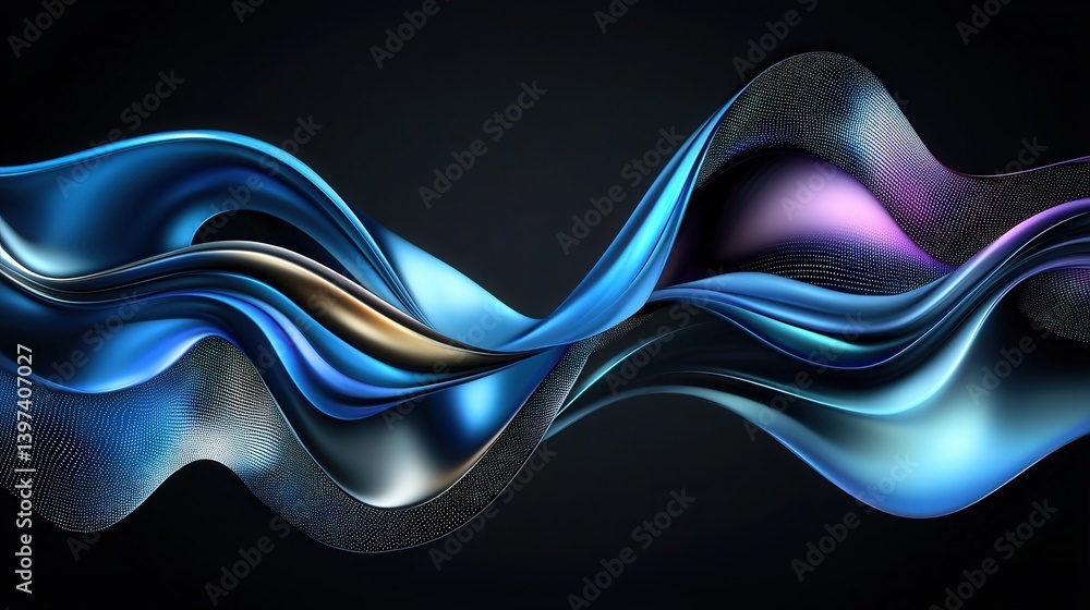 Aufkleber a dynamic abstract image featuring flowing waves of blue and purple hues, creating an illusion of mo