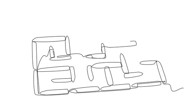 Animation of single continuous line drawing labyrinth made of colored crayons. The game finds a way out with a symmetrical shape. Train the brain to think. World Labyrinth Day. Full length motion