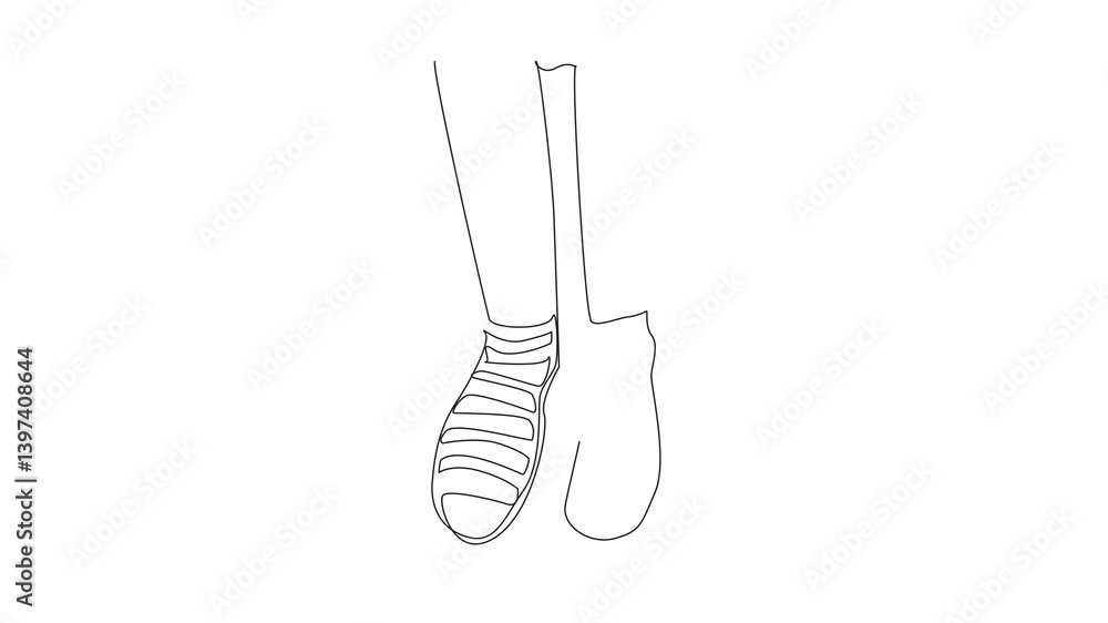 Poster self drawing animation of single one line drawing different stripes between right and left. comfort 