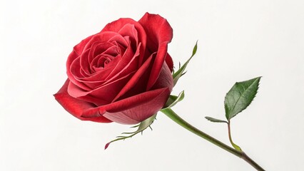 Fototapeta premium Single beautiful red rose isolated on white background