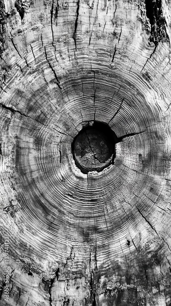 Poster close up image showing the center of a tree stump