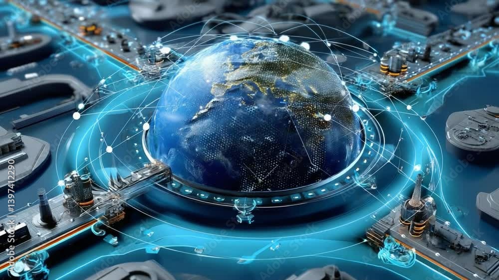 Aufkleber global network: a stylized depiction of a global network and interconnectedness of global network, w