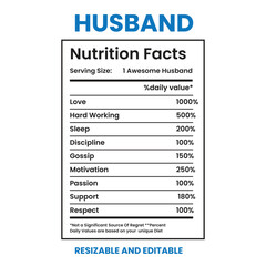 Husband Nutrition Facts,nutrition facts, nutrition Label,twisted tea nutrition facts,nutrition calculator,Husband gift nutrition facts,