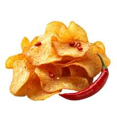 Spicy potato chips with chili pepper snack food