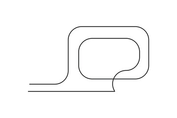Naklejka premium One line drawing of speech bubble, Black and white vector minimalistic linear shape made of continuous line art