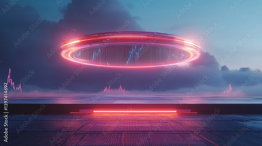 Poster holographic floating chart for forex trading analysis and visualization