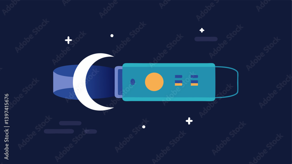 Poster sleep tracker display a closeup illustration of a wristband displaying sleep metrics like total slee