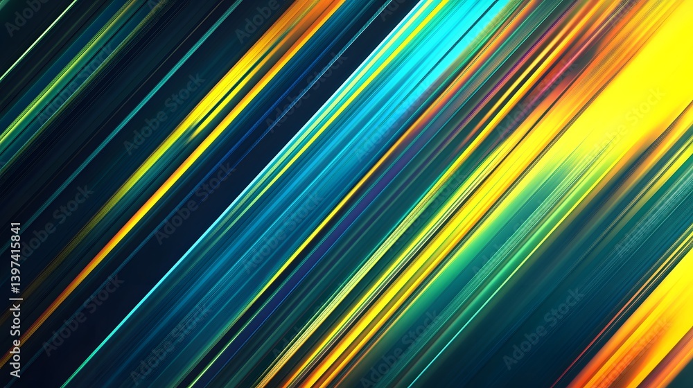 Poster abstract artwork featuring diagonal colorful lines of varied width