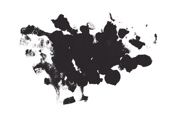 Black hand painter watercolor stain texture background transparent