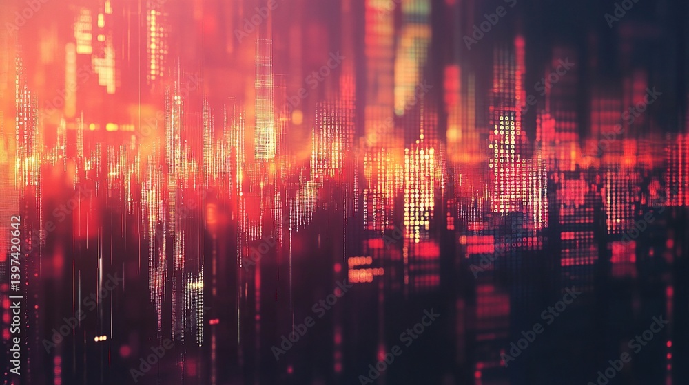 Poster double exposure of financial stock market graphs and data patterns