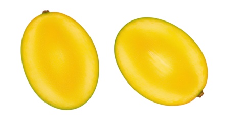 mango png. tropical mango fruit cut in half top view flat lay isolated. juicy and ripe mango fruit full of water and vitamins png. vegan vegetarian mango png