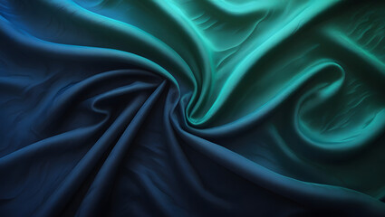 Fototapeta premium Textile Swirl: The image captures the graceful flow and folds of a luxurious fabric with a gradient of captivating colors that draw the eye. 