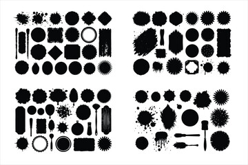 Set of Grunge Hand-Drawn Black and White Frames