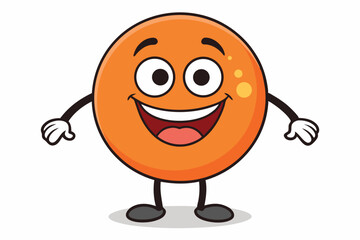 Happy Orange Cartoon Character with Arms and Legs on Isolated White Background
