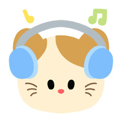 A cute little cate is listening to music 