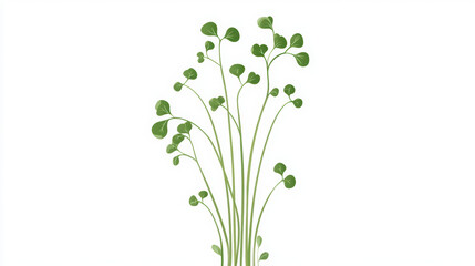 Obraz premium Fresh green clover sprouts growing tall, symbolizing vitality and health in minimalist design. Perfect for vegan food elements and natural themes