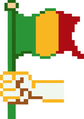 Fototapeta premium pixel art hand holding italian flag for retro digital art and cultural expression