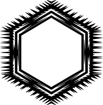 recommend clip art: Geometric hexagon frame abstract starburst black art shape polygon, spiky line border design