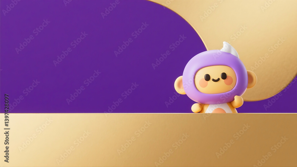 Poster abstract cartoon character in minimalist background with soft pastel gradient colors, modern vector 