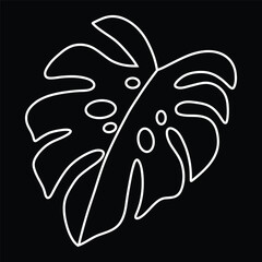 tropical monstera leaf line art icon