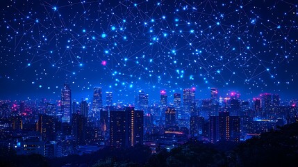 Fototapeta premium Night City Network