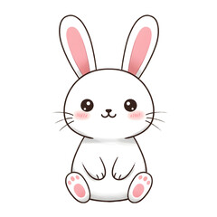 Obraz premium A cute digital illustration of a white bunny standing on its hind legs with an adorable expression.