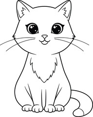 Adorable Cat Line Art Vector for Coloring and Creative Projects