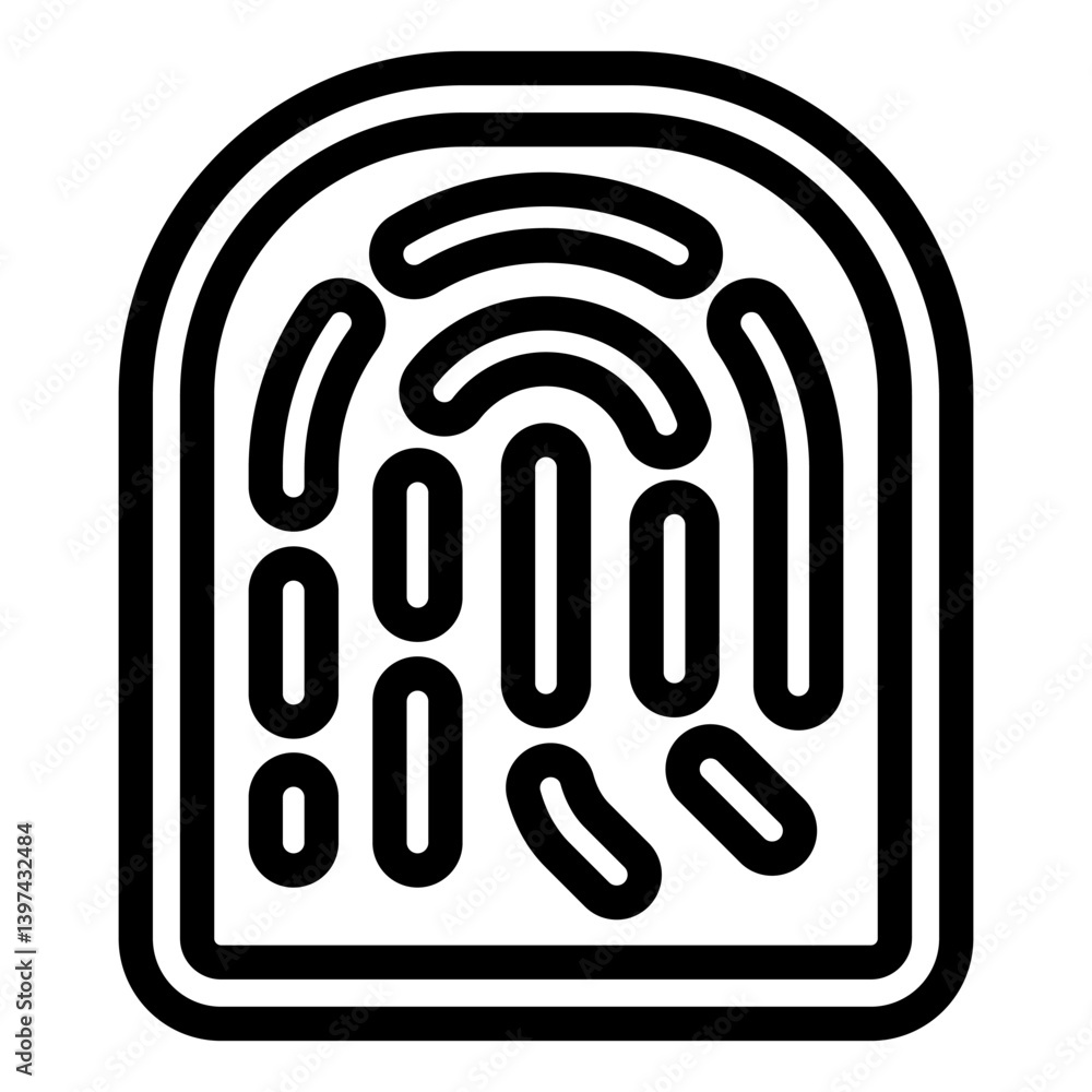 Poster fingerprint scan line icon, biometric scanner concept. vector graphics. finger print, sample sign on