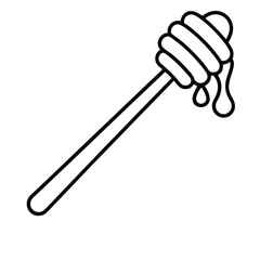 Honey cascades down a rustic wooden dipper, glistening isolated white background