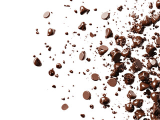Obraz premium Chocolate splatter action food abstract isolated on transparent background, png