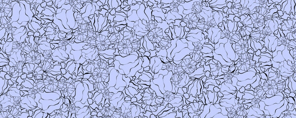 pattern with abstract floral motifs in blue and gray colors