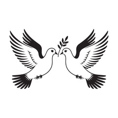 Peace Symbol: Twin Doves Holding Olive Twigs