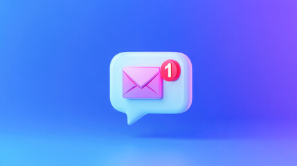 Modern notification design featuring a speech bubble and new email alert on vibrant blue background