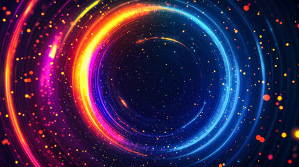 Cosmic vortex of neon paint splashes depicting chaos and creativity in an artist's mind