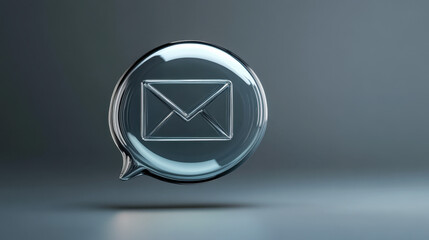Highly detailed 3D-rendered speech bubble featuring an embossed email icon and notification badge