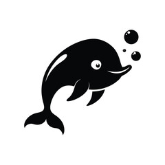 a vector illustration of a beluga whale blowing bubble on.eps