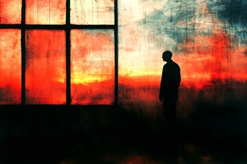 Fototapeta premium Emotional breakdown. Mental health disorder. Major life changes - cause of depression: abstract image of well-being. Metaphorical major life changes awareness of a loss of pleasure or interest.
